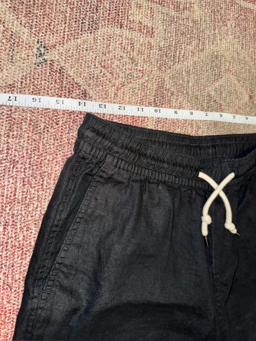 Quince European linen black drawstring beach pants size small like new
